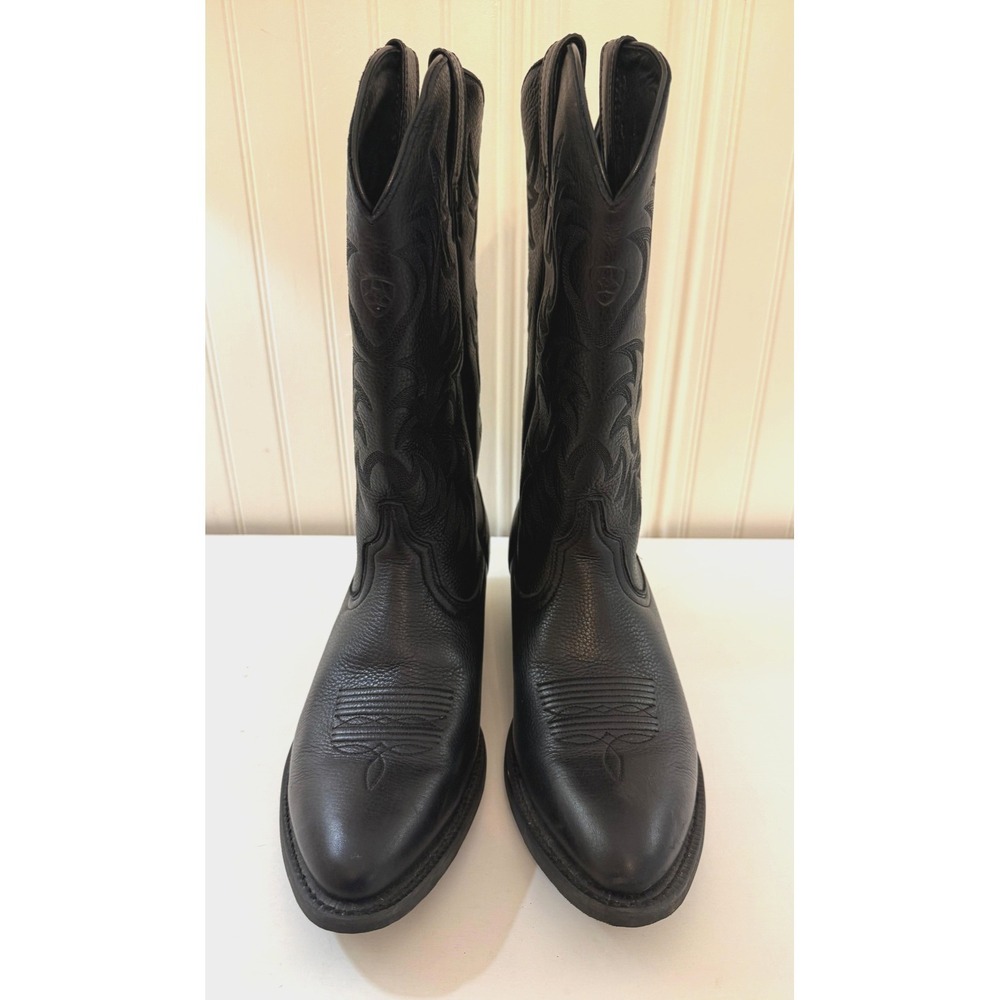 Ariat Boots Mens Size 11.5 D Black Leather Heritage Western R Toe 10002218 - Picture 3 of 7